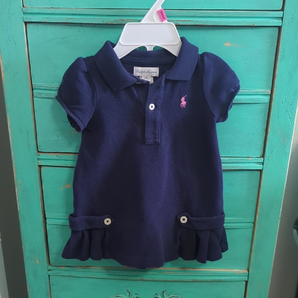 Ralph Lauren Navy Blue Baby Polo Dress